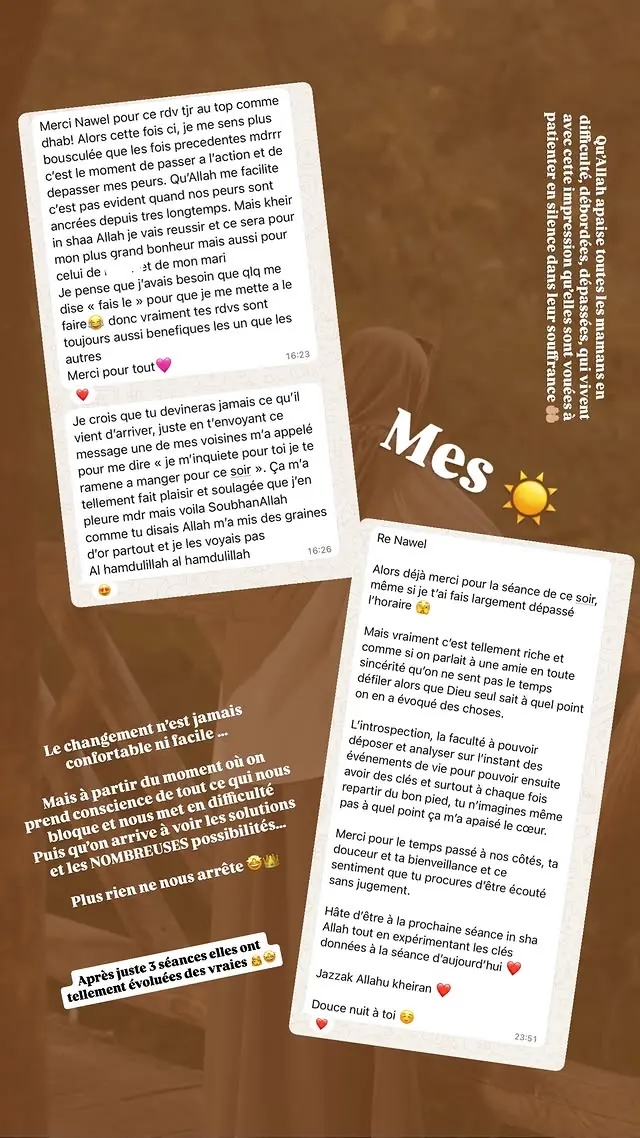 Capture anonymisée d'un retour de maman accompagnée, témoignage 5 sur 6
