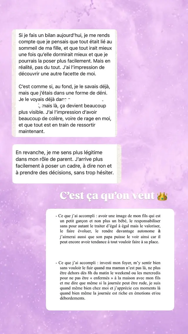 Capture anonymisée d'un retour de maman accompagnée, témoignage 3 sur 6